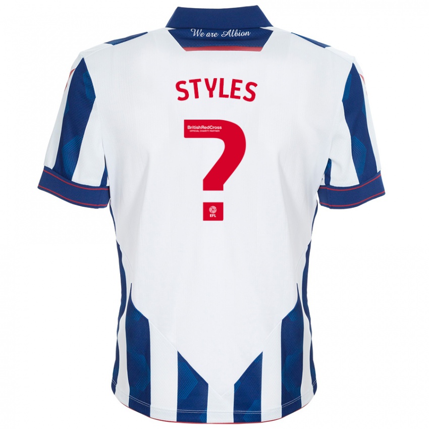 Gyermek Callum Styles #0 Fehér Sötétkék Hazai Jersey 2024/25 Mez Póló Ing