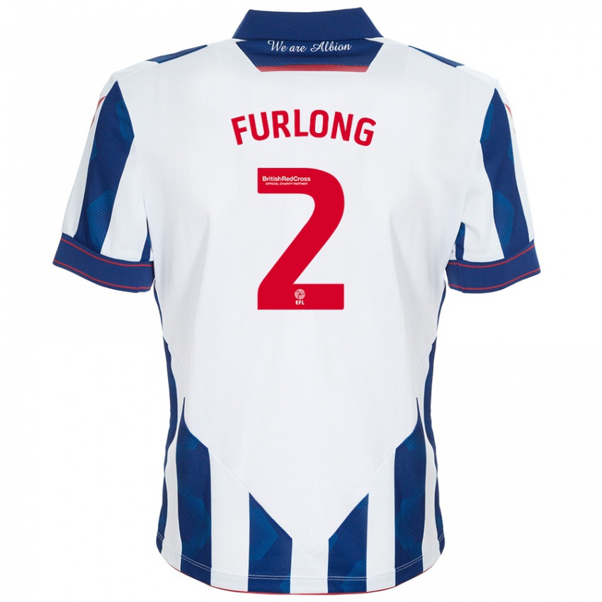 Gyermek Darnell Furlong #2 Fehér Sötétkék Hazai Jersey 2024/25 Mez Póló Ing