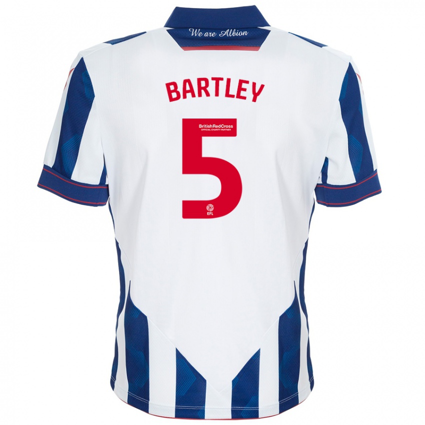 Gyermek Kyle Bartley #5 Fehér Sötétkék Hazai Jersey 2024/25 Mez Póló Ing