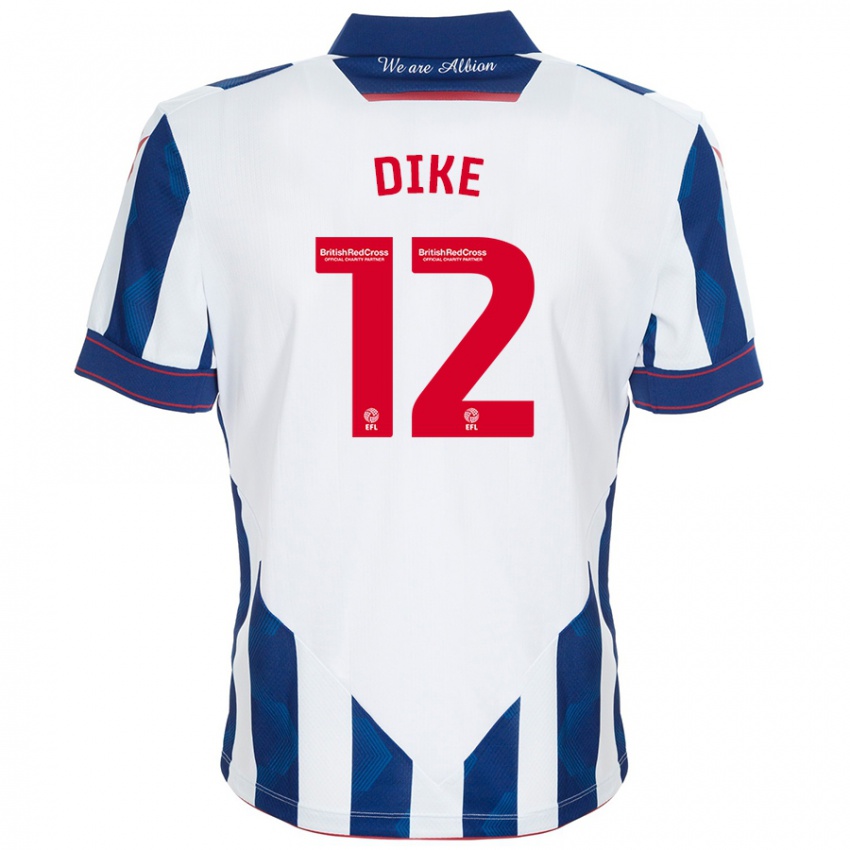 Gyermek Daryl Dike #12 Fehér Sötétkék Hazai Jersey 2024/25 Mez Póló Ing