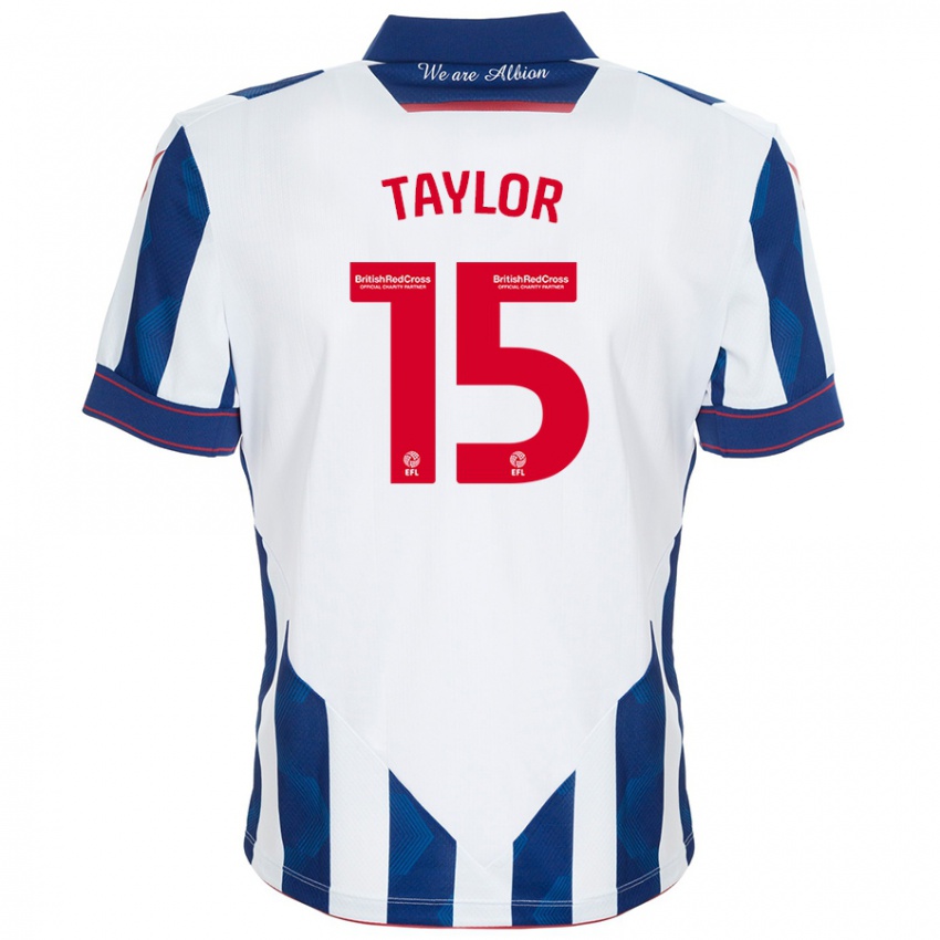 Gyermek Caleb Taylor #15 Fehér Sötétkék Hazai Jersey 2024/25 Mez Póló Ing