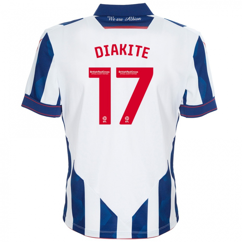 Gyermek Ousmane Diakité #17 Fehér Sötétkék Hazai Jersey 2024/25 Mez Póló Ing