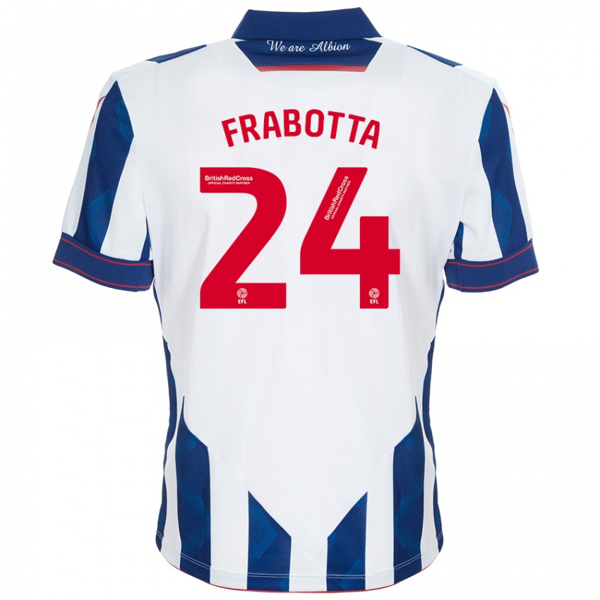 Gyermek Gianluca Frabotta #24 Fehér Sötétkék Hazai Jersey 2024/25 Mez Póló Ing