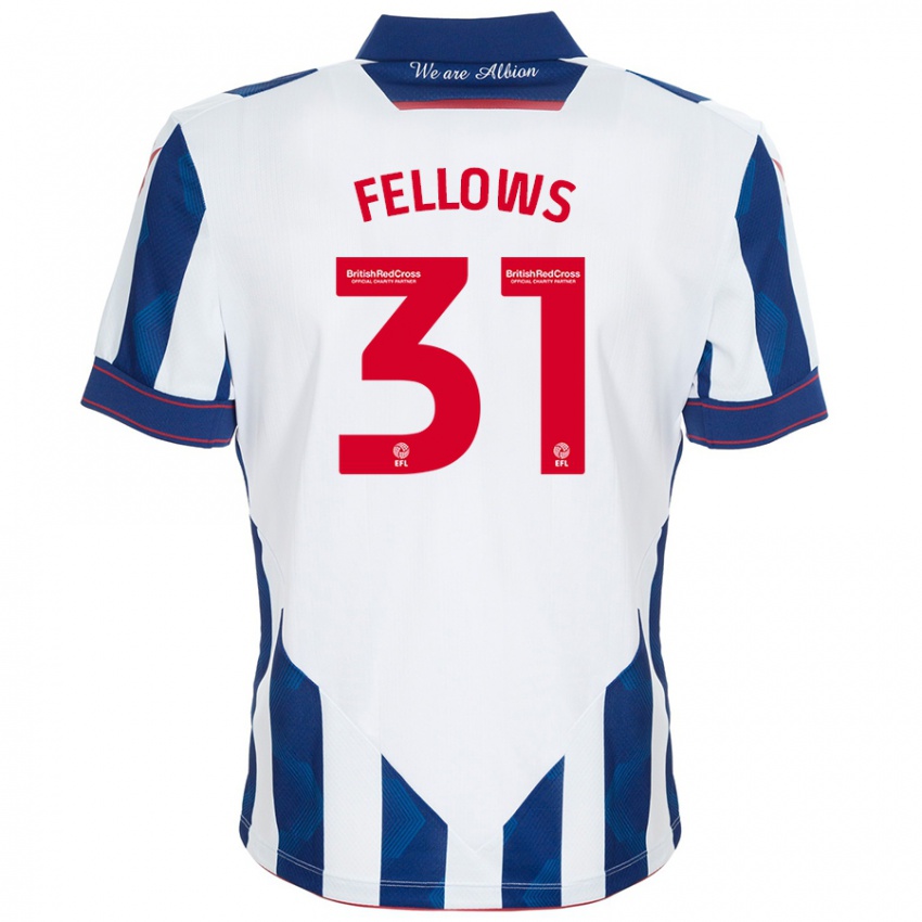 Gyermek Tom Fellows #31 Fehér Sötétkék Hazai Jersey 2024/25 Mez Póló Ing