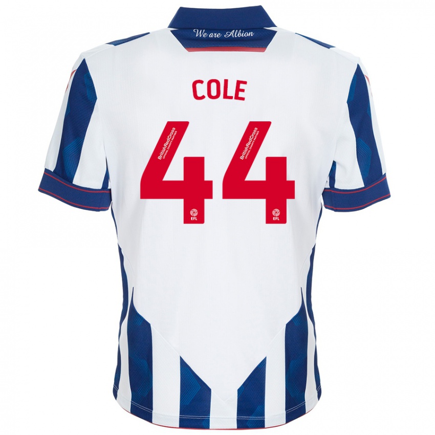 Gyermek Devante Cole #44 Fehér Sötétkék Hazai Jersey 2024/25 Mez Póló Ing