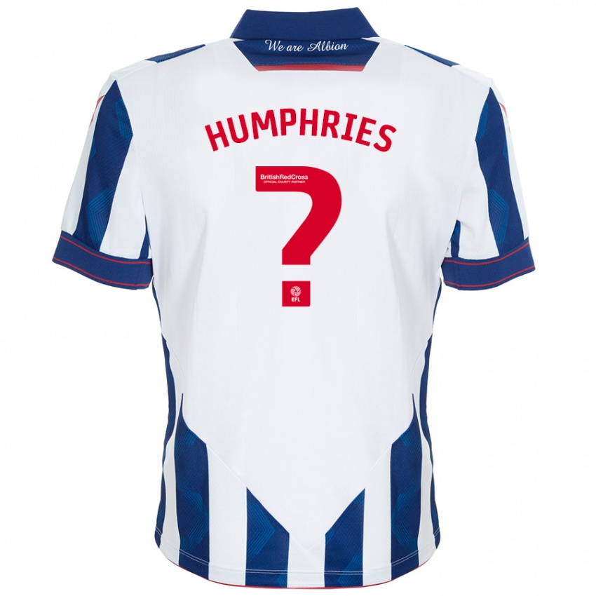 Gyermek Evan Humphries #0 Fehér Sötétkék Hazai Jersey 2024/25 Mez Póló Ing