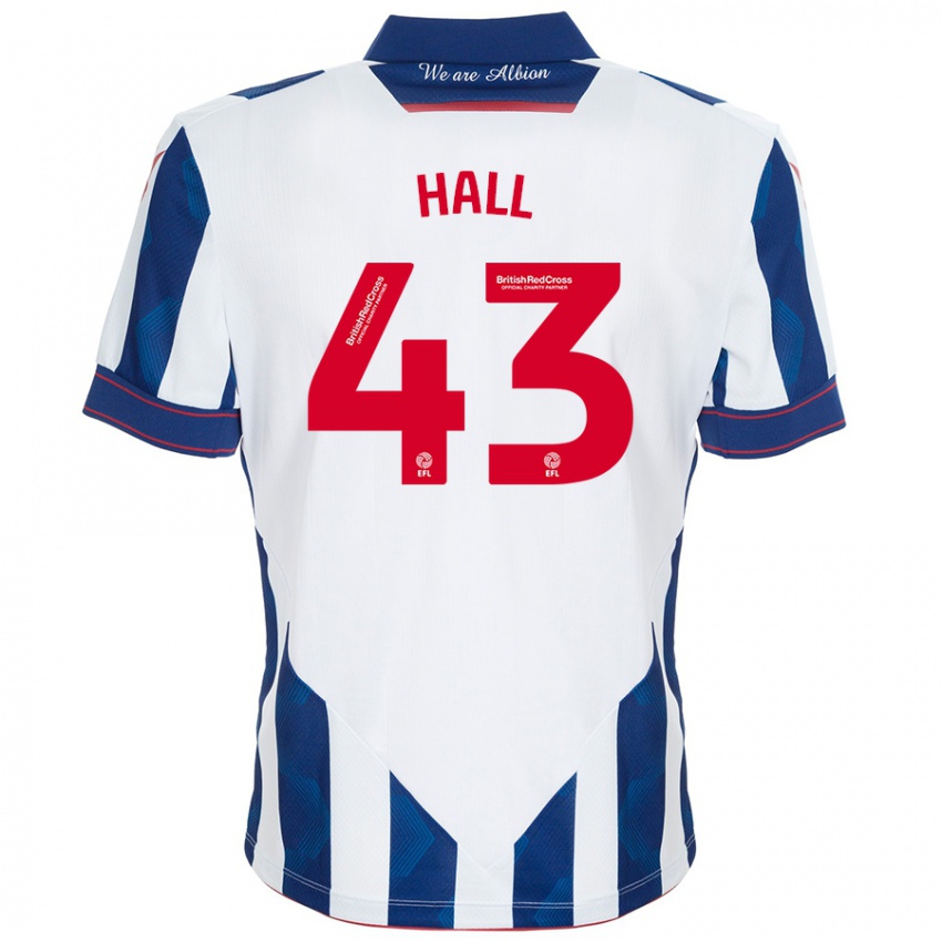 Gyermek Reece Hall #43 Fehér Sötétkék Hazai Jersey 2024/25 Mez Póló Ing