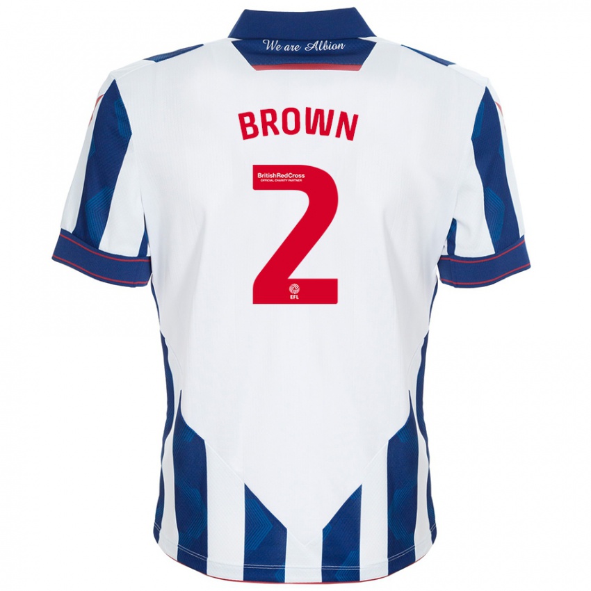 Gyermek Ashlee Brown #2 Fehér Sötétkék Hazai Jersey 2024/25 Mez Póló Ing