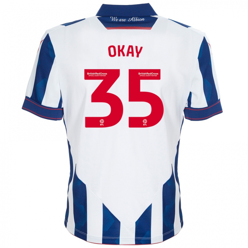 Gyermek Okay Yokuşlu #35 Fehér Sötétkék Hazai Jersey 2024/25 Mez Póló Ing