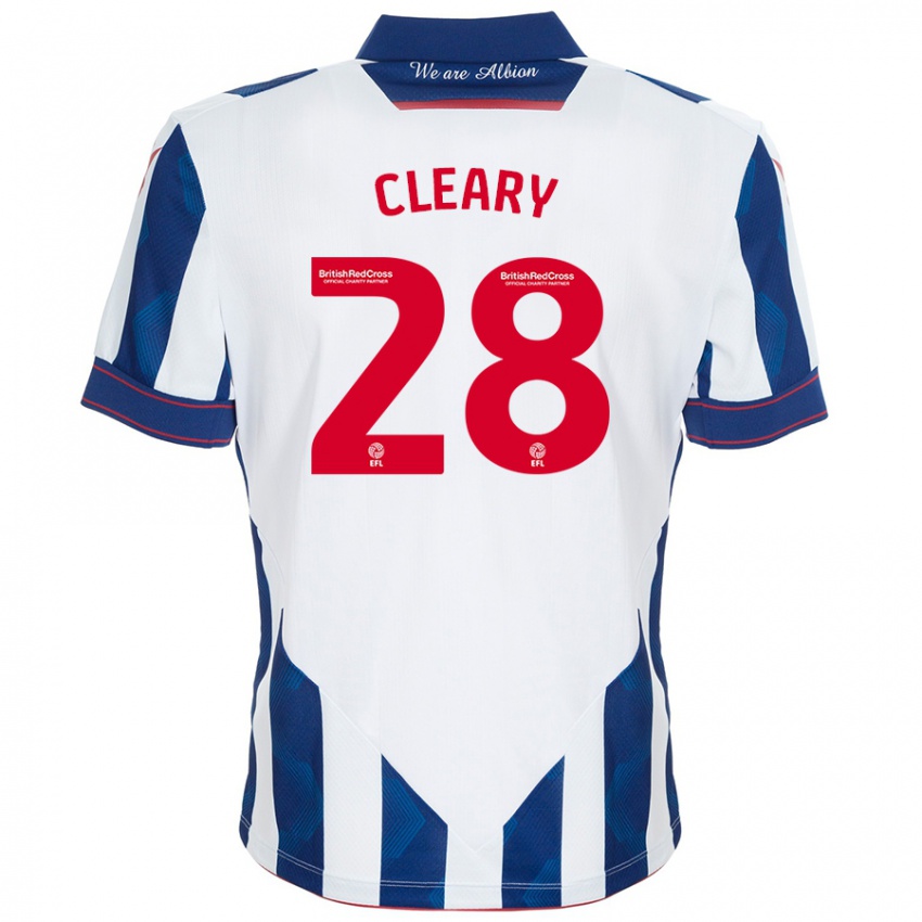 Gyermek Reyes Cleary #28 Fehér Sötétkék Hazai Jersey 2024/25 Mez Póló Ing