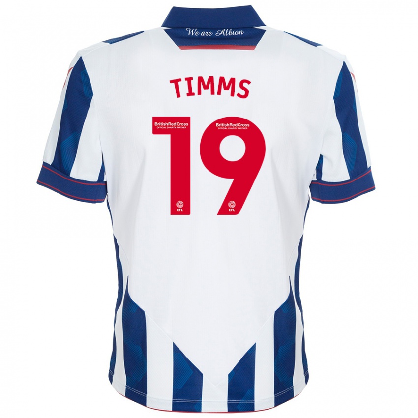 Gyermek Maria Timms #19 Fehér Sötétkék Hazai Jersey 2024/25 Mez Póló Ing