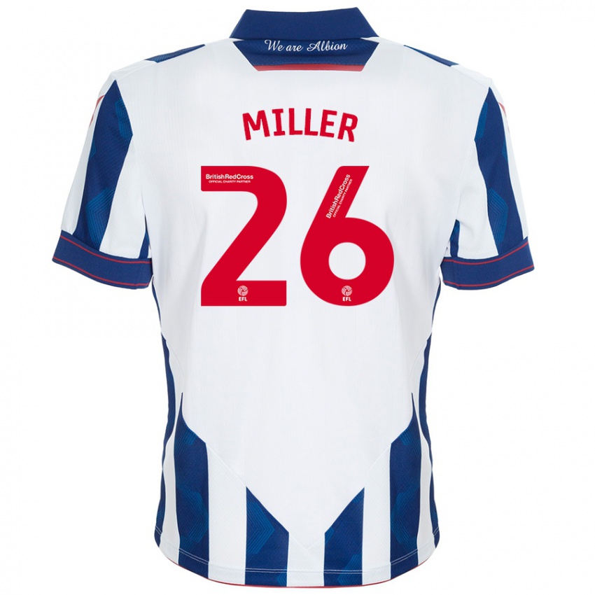 Gyermek Nna Miller #26 Fehér Sötétkék Hazai Jersey 2024/25 Mez Póló Ing