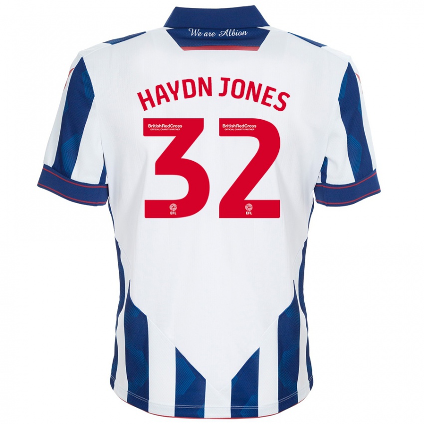 Gyermek Mackenzie Haydn-Jones #32 Fehér Sötétkék Hazai Jersey 2024/25 Mez Póló Ing