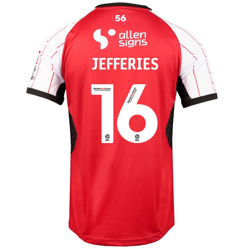 Gyermek Dom Jefferies #16 Fehér Hazai Jersey 2024/25 Mez Póló Ing