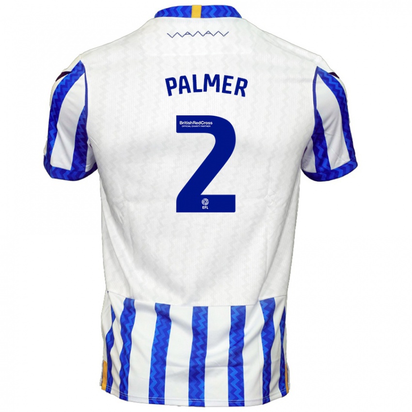 Gyermek Liam Palmer #2 Kék Fehér Hazai Jersey 2024/25 Mez Póló Ing