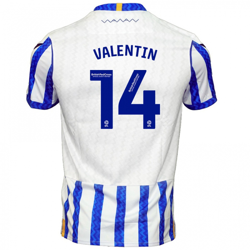 Gyermek Pol Valentín #14 Kék Fehér Hazai Jersey 2024/25 Mez Póló Ing