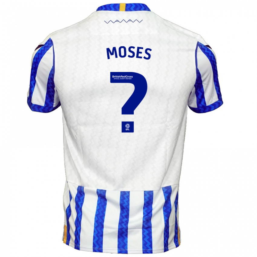 Gyermek Devlan Moses #0 Kék Fehér Hazai Jersey 2024/25 Mez Póló Ing