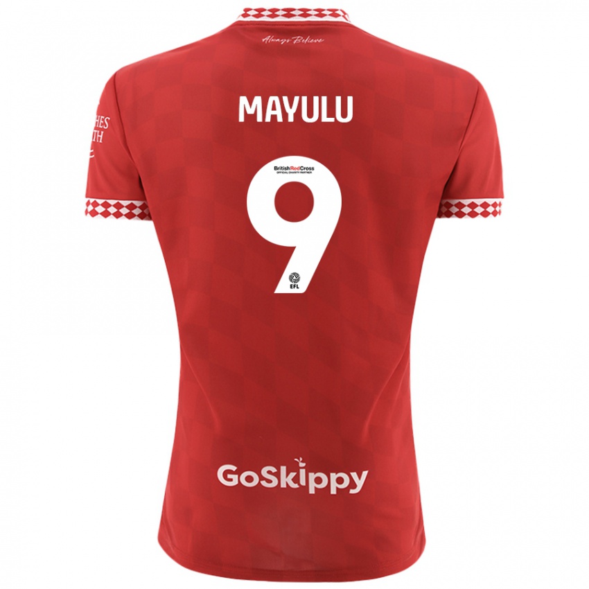 Gyermek Fally Mayulu #9 Piros Hazai Jersey 2024/25 Mez Póló Ing