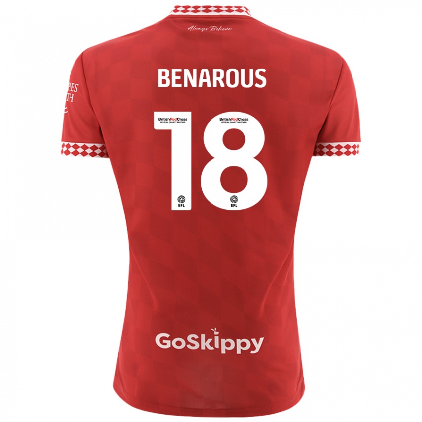 Gyermek Ayman Benarous #18 Piros Hazai Jersey 2024/25 Mez Póló Ing