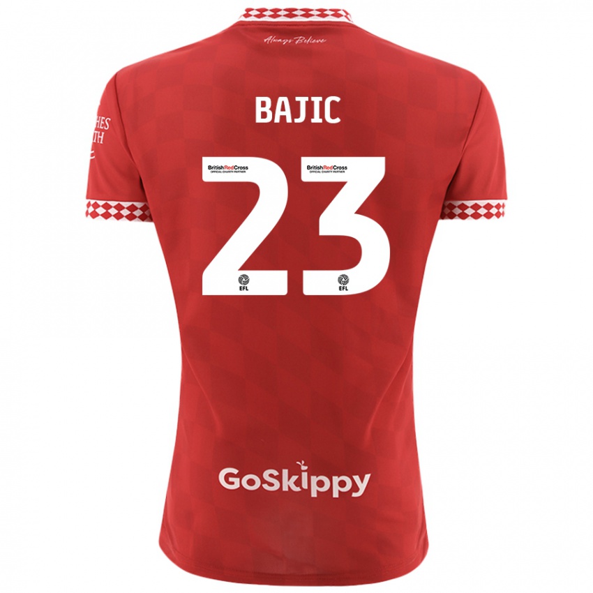 Gyermek Stefan Bajic #23 Piros Hazai Jersey 2024/25 Mez Póló Ing