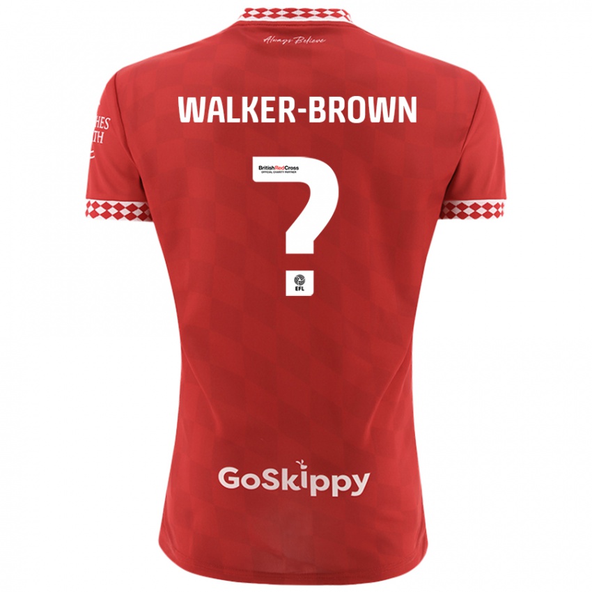 Gyermek Rushon Walker-Brown #0 Piros Hazai Jersey 2024/25 Mez Póló Ing