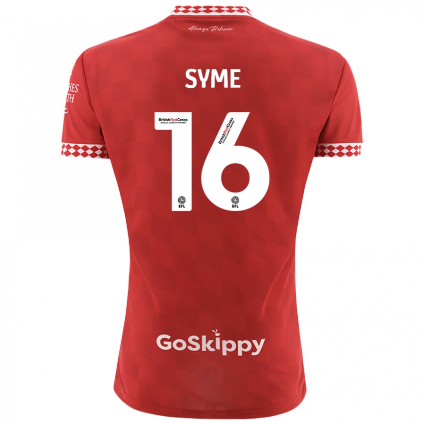 Gyermek Emily Syme #16 Piros Hazai Jersey 2024/25 Mez Póló Ing