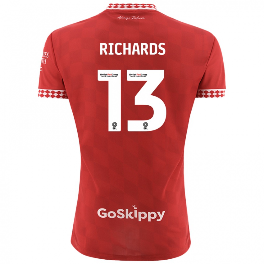 Gyermek Harvey Wiles-Richards #13 Piros Hazai Jersey 2024/25 Mez Póló Ing