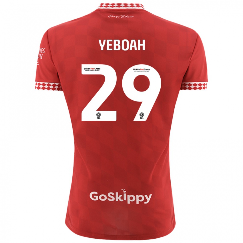 Gyermek Ephraim Yeboah #29 Piros Hazai Jersey 2024/25 Mez Póló Ing