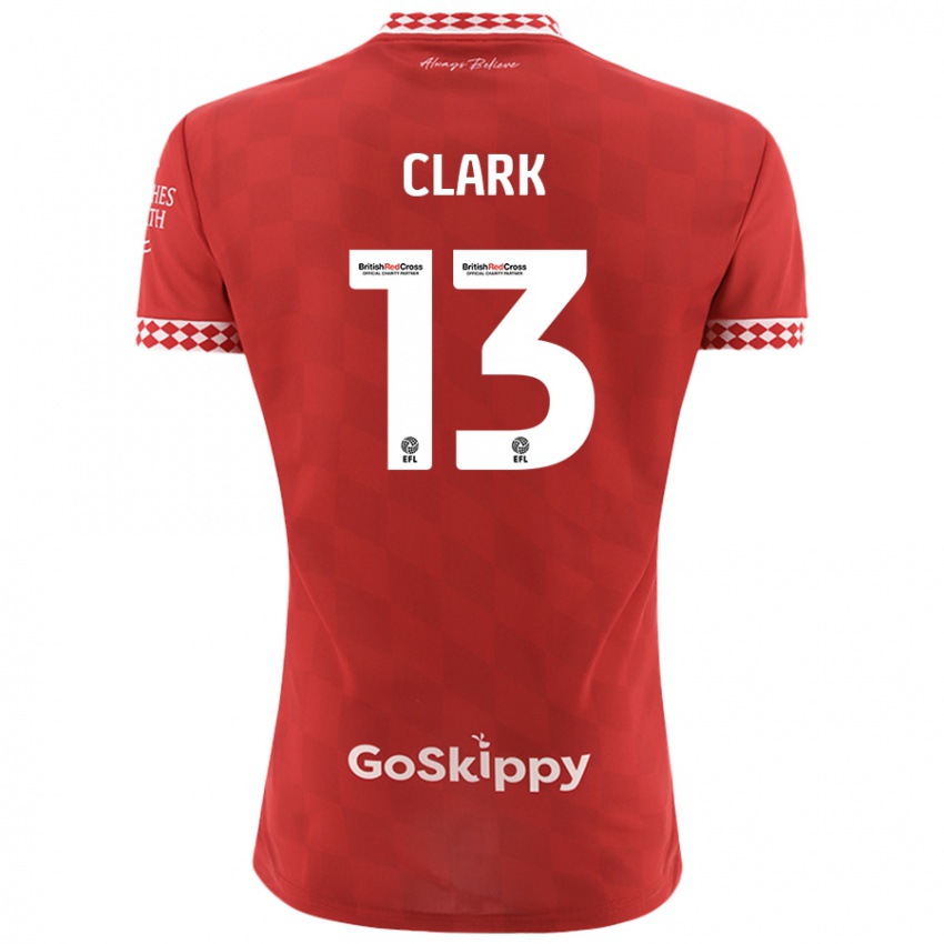 Gyermek Olivia Clark #13 Piros Hazai Jersey 2024/25 Mez Póló Ing