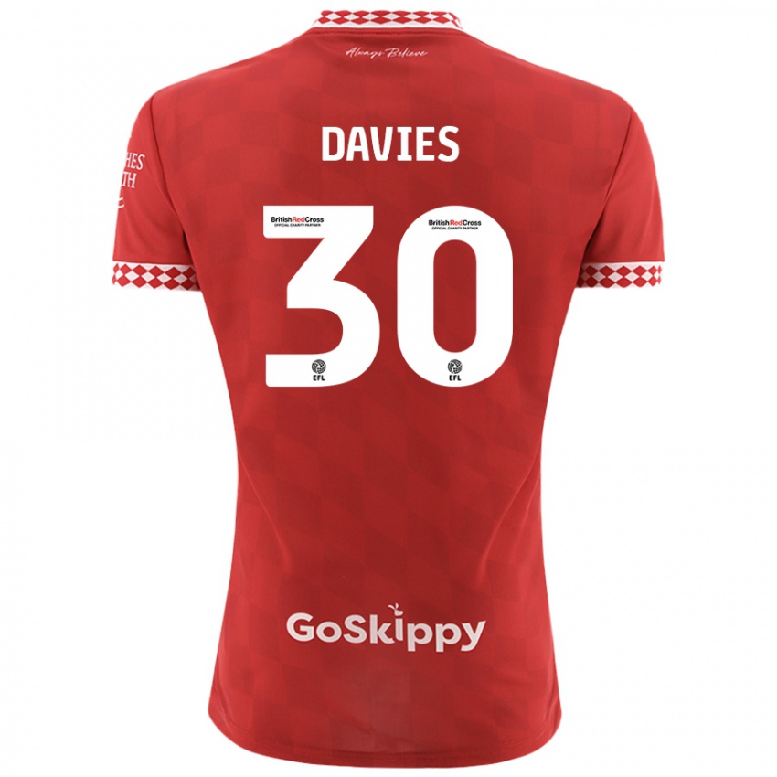 Gyermek Yasmin Davies #30 Piros Hazai Jersey 2024/25 Mez Póló Ing