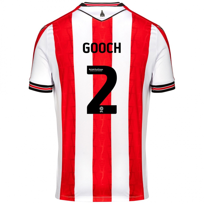 Gyermek Lynden Gooch #2 Piros Fehér Hazai Jersey 2024/25 Mez Póló Ing