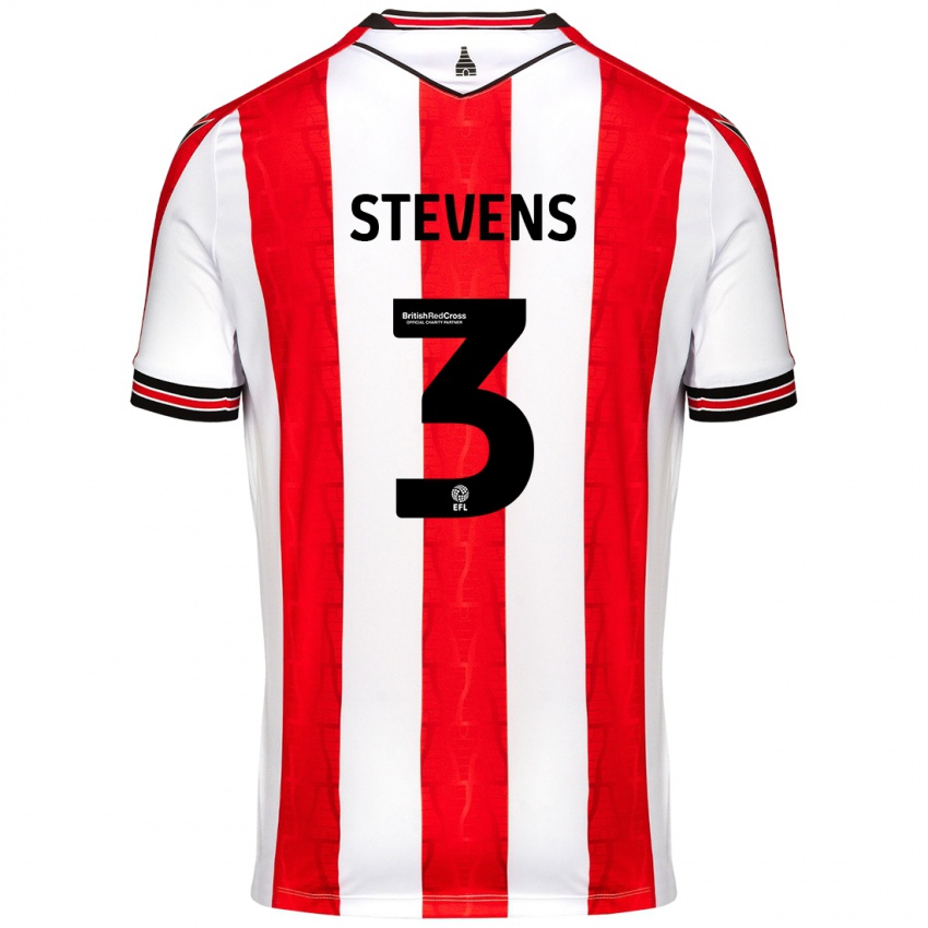 Gyermek Enda Stevens #3 Piros Fehér Hazai Jersey 2024/25 Mez Póló Ing