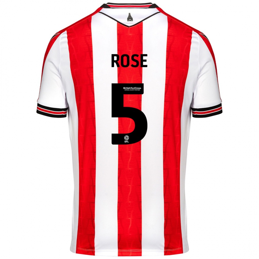 Gyermek Michael Rose #5 Piros Fehér Hazai Jersey 2024/25 Mez Póló Ing