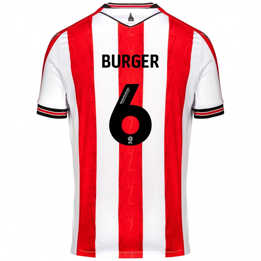 Gyermek Wouter Burger #6 Piros Fehér Hazai Jersey 2024/25 Mez Póló Ing