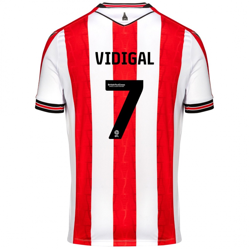 Gyermek André Vidigal #7 Piros Fehér Hazai Jersey 2024/25 Mez Póló Ing