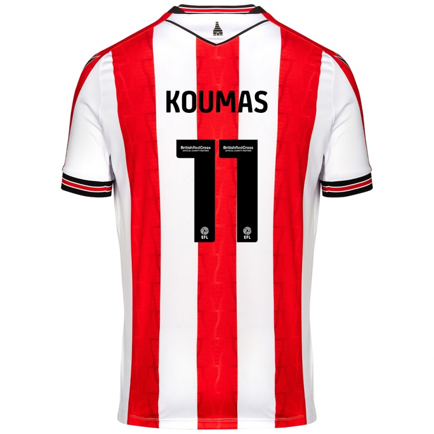 Gyermek Lewis Koumas #11 Piros Fehér Hazai Jersey 2024/25 Mez Póló Ing