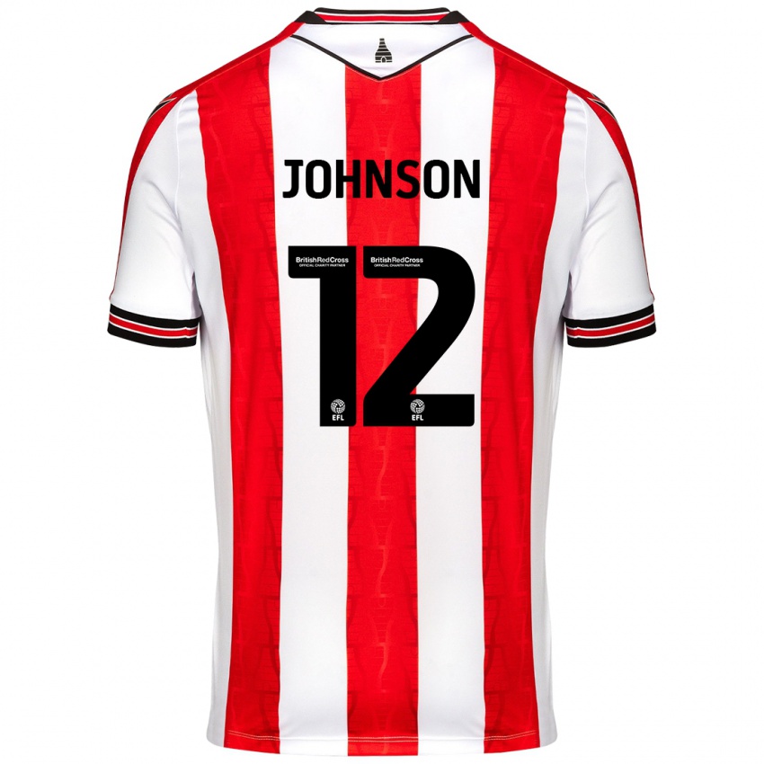 Gyermek Daniel Johnson #12 Piros Fehér Hazai Jersey 2024/25 Mez Póló Ing