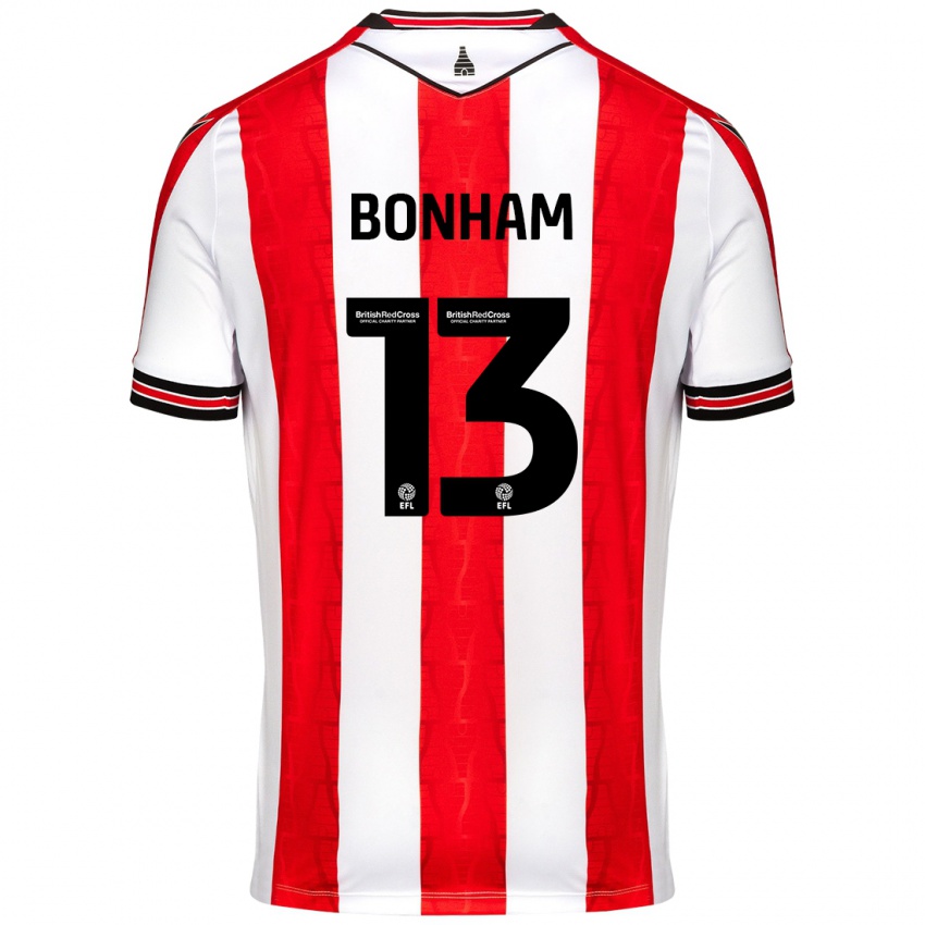 Gyermek Jack Bonham #13 Piros Fehér Hazai Jersey 2024/25 Mez Póló Ing