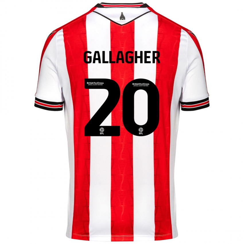 Gyermek Sam Gallagher #20 Piros Fehér Hazai Jersey 2024/25 Mez Póló Ing