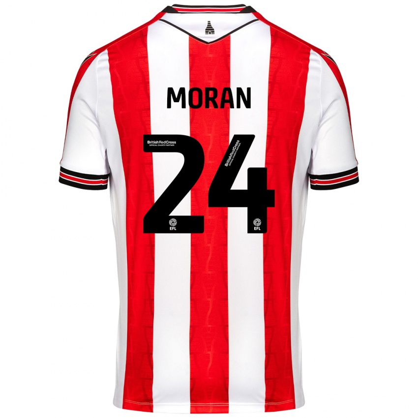 Gyermek Andrew Moran #24 Piros Fehér Hazai Jersey 2024/25 Mez Póló Ing