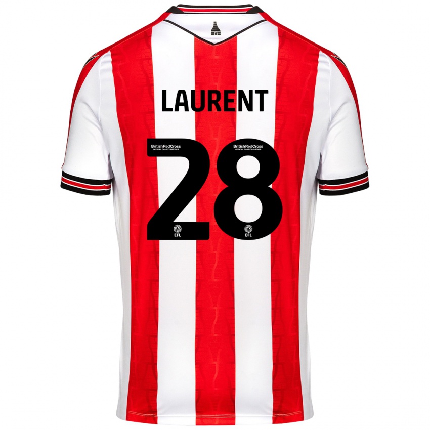 Gyermek Josh Laurent #28 Piros Fehér Hazai Jersey 2024/25 Mez Póló Ing