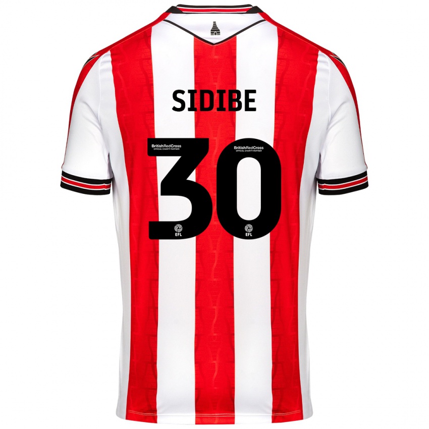 Gyermek Souleymane Sidibe #30 Piros Fehér Hazai Jersey 2024/25 Mez Póló Ing