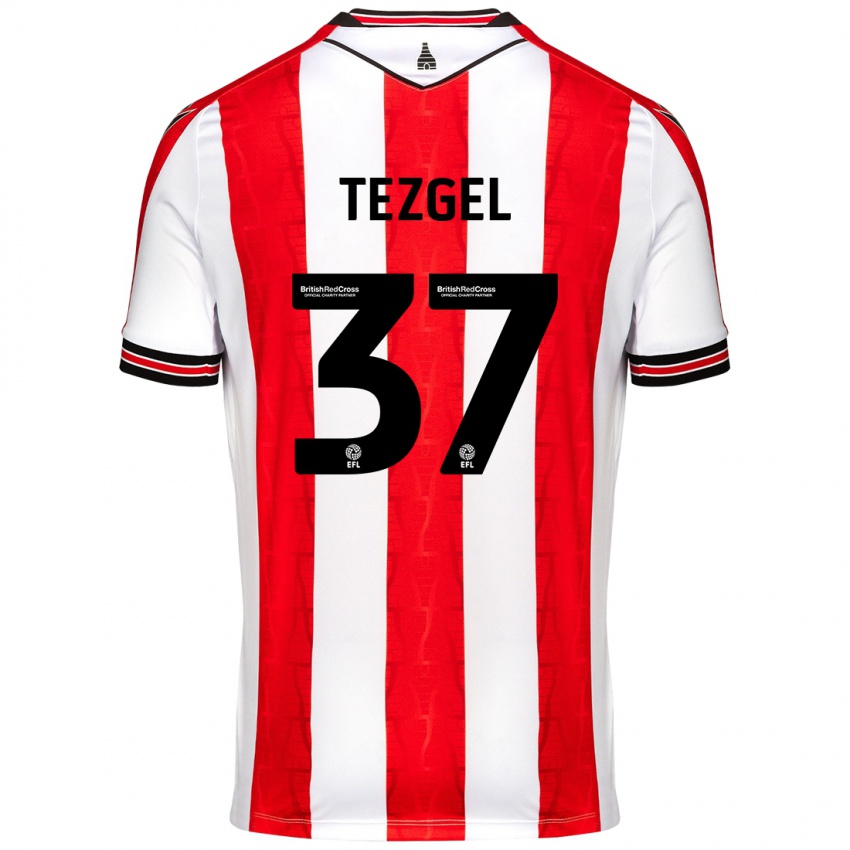 Gyermek Emre Tezgel #37 Piros Fehér Hazai Jersey 2024/25 Mez Póló Ing