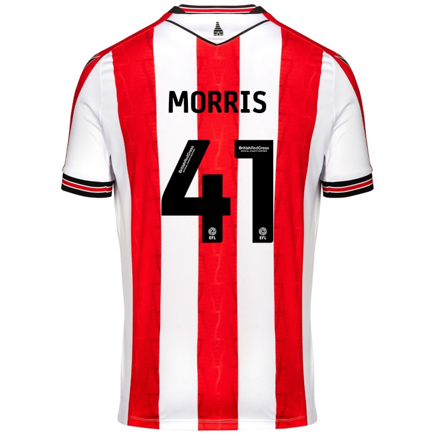 Gyermek Scott Morris #41 Piros Fehér Hazai Jersey 2024/25 Mez Póló Ing