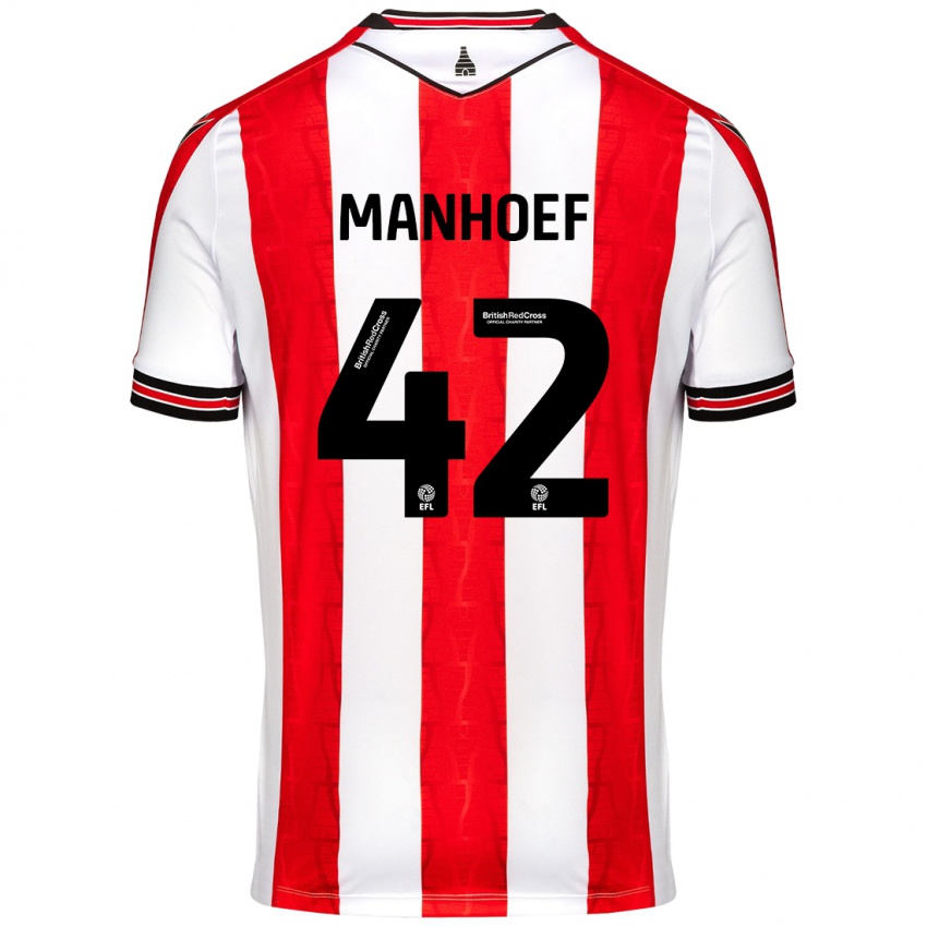 Gyermek Million Manhoef #42 Piros Fehér Hazai Jersey 2024/25 Mez Póló Ing