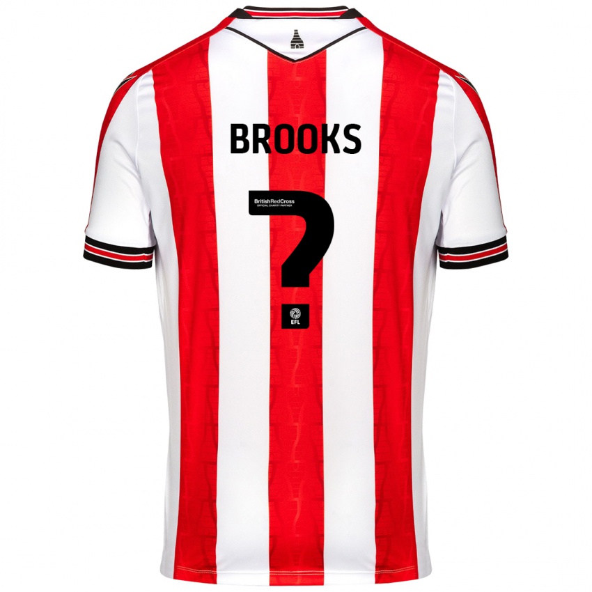 Gyermek Alfie Brooks #0 Piros Fehér Hazai Jersey 2024/25 Mez Póló Ing