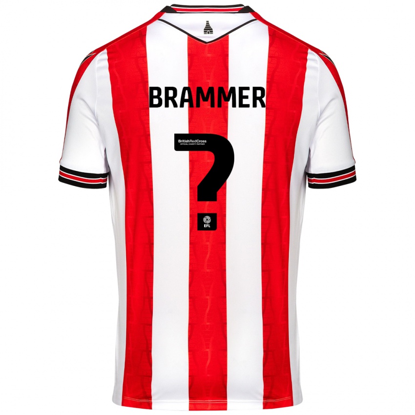 Gyermek Ruben Brammer #0 Piros Fehér Hazai Jersey 2024/25 Mez Póló Ing