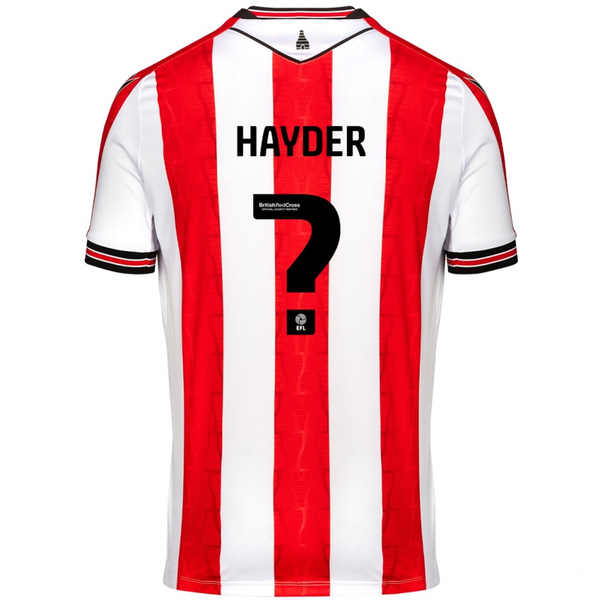 Gyermek Ali Hayder #0 Piros Fehér Hazai Jersey 2024/25 Mez Póló Ing