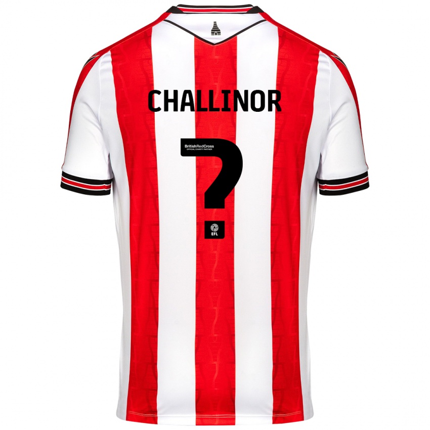 Gyermek Oliver Challinor #0 Piros Fehér Hazai Jersey 2024/25 Mez Póló Ing