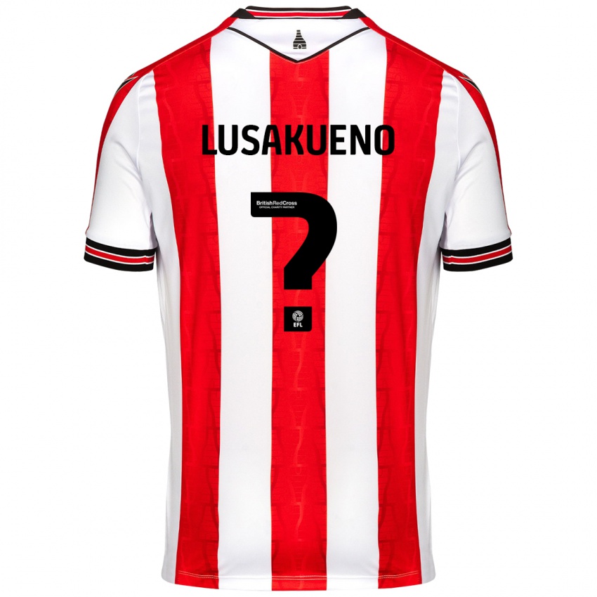 Gyermek Matty Lusakueno #0 Piros Fehér Hazai Jersey 2024/25 Mez Póló Ing